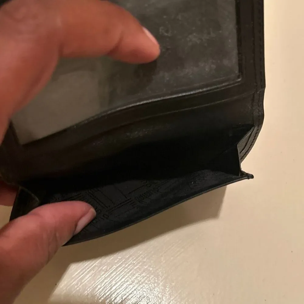 Dunhill Compact Bifold Cardholder ID Wallet Black Leather Minimalist Quiet Luxe